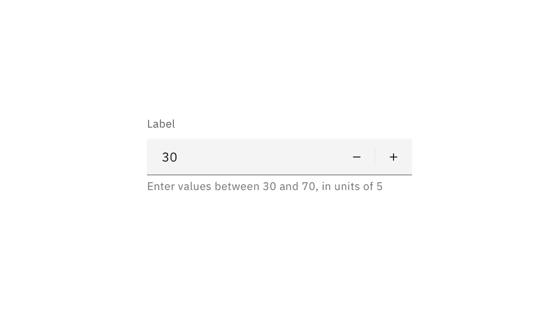 a numeric input with helper text to enter values between 30 and 70, in increments of 5