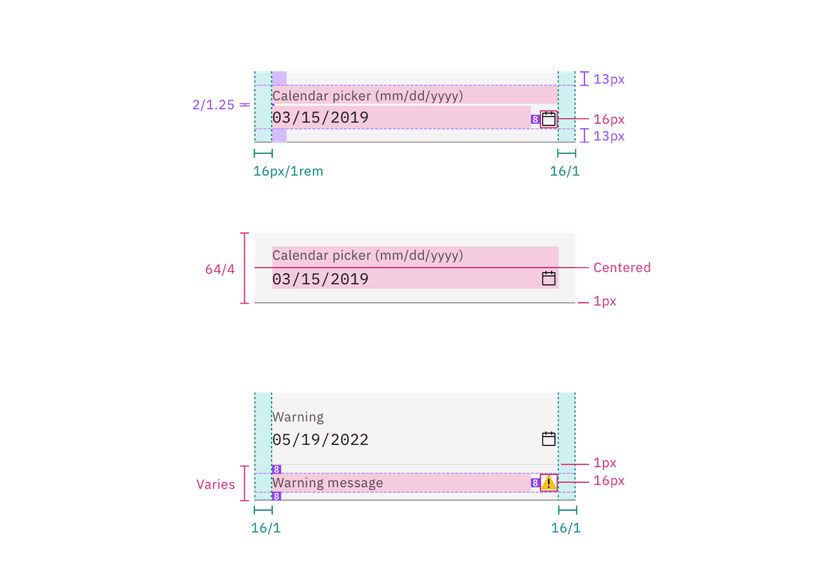 Structure for date picker inputs